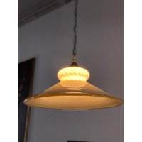 Murano Gelb Swirling Glas Pendelleuchte Deckenleuchte Swirl Hut Lampe von MilunaCoVintage