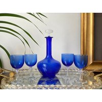 Vintage Murano Glas Dekanter Set Likör Gläser Karaffe Mit Passenden Gläsern von MilunaCoVintage