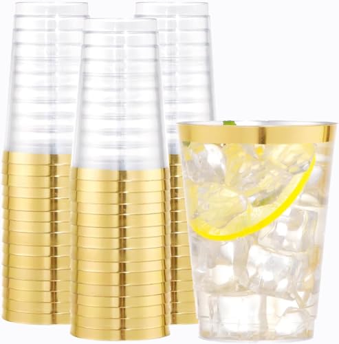 Miluoou 50 Stück Plastikbecher 360ml Kunststoff Trinkbecher mit Goldrand, Transparent Wiederverwendbare Partybecher für Getränke, Schnapsbecher für Hochzeiten Taufe Picknick Party Camping Geburtstag Miluoou 50 Stück Plastikbecher 360ml Kunststoff Trinkbecher mit Goldrand, Transparent Wiederverwendbare Partybecher für Getränke, Schnapsbecher für Hochzeiten Taufe Picknick Party Camping Geburtstag von Miluoou