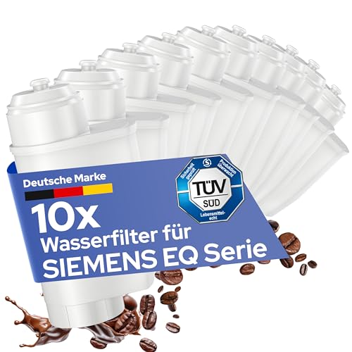 MILUX [10er Set] Wasserfilter ersetzt Brita Intenza für Siemens EQ Series – für Siemens EQ6, EQ9, EQ500 & EQ700 Kaffeevollautomaten – Ersatz für Siemens Brita Intenza Wasserfilter – TÜV zertifiziert von Milux