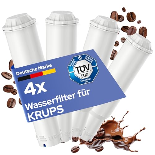 MILUX® Wasserfilter Ersatz für Krups F088, Nivona, Melitta [4er Set] - Filterpatrone für Kaffeevollautomaten - Siemens, Bosch, Neff, Gaggenau, AEG - Kalkschutz ohne Schadstoffe - TÜV zertifiziert von Milux