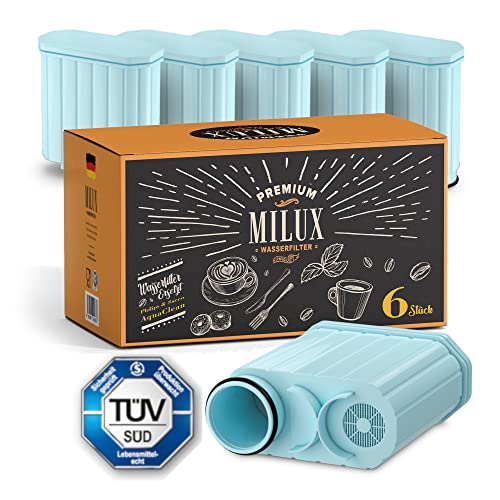 MILUX® Premium Wasserfilter Ersatz für Philips & Saeco Aqua Clean [6er Set] - Philips Filter Aquaclean - Saeco Kaffeevollautomat Xelsis - Filterkaffemaschine Latte Go & Co - TÜV zertifiziert von Milux