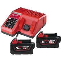 2er-Pack 18V 5Ah M18 B5 Akkus und M12-18 C Universalladegerät - MILWAUKEE M18 NRG-502C von Milwaukee