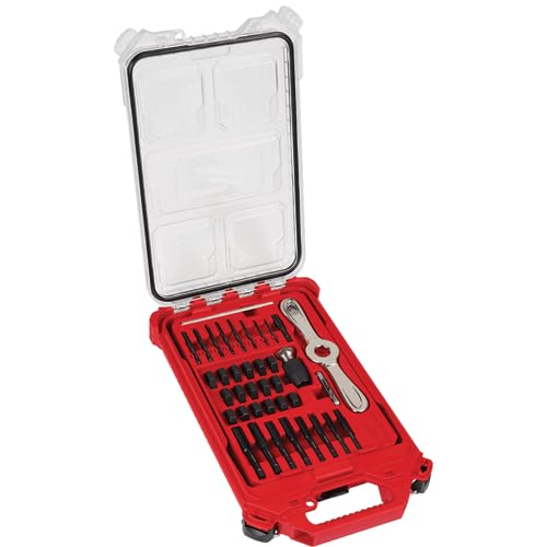 Milwaukee 38-teiliges SAE-Gewindebohrer- und Schneideisen-Set mit 2-in-1-Griff mit Sechskant-Griff von Milwaukee