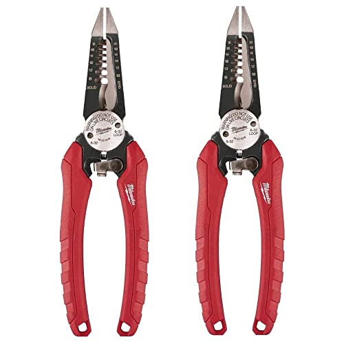 Milwaukee 48-22-3079 6-In-One Combination Wire Stripping and Reaming Pliers for Electricians, 2 Pack von Milwaukee