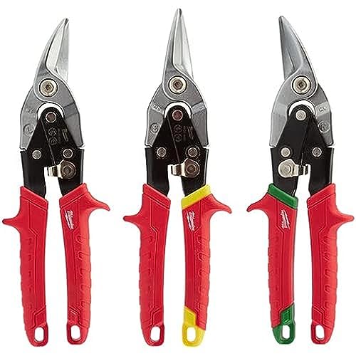 Milwaukee Metal Snips Triple Pack Left Right and Straight Cut Blechscheren Promo-Set 3-teilig 48224533, Rot, MLW48-22-4533 von Milwaukee