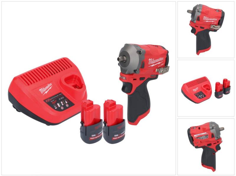 Milwaukee Akku-Schlagschrauber M12 FIW38-252 Akku Schlagschrauber 12 V 339 Nm 3/8" Brushless + 2x Ak von Milwaukee