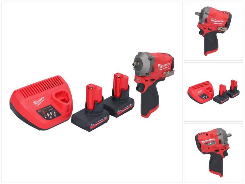 Milwaukee Akku-Schlagschrauber M12 FIW38-502 Akku Schlagschrauber 12 V 339 Nm 3/8" Brushless + 2x Ak von Milwaukee