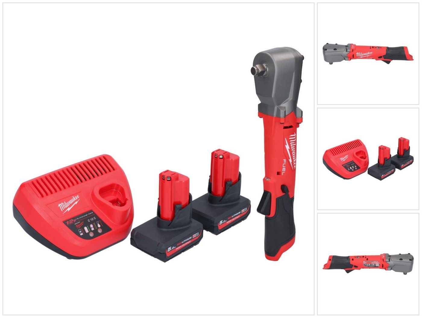 Milwaukee Akku-Schlagschrauber M12 FRAIWF12-502 Winkelschlagschrauber 12V 270Nm + 2x Akku 5Ah + Lader von Milwaukee