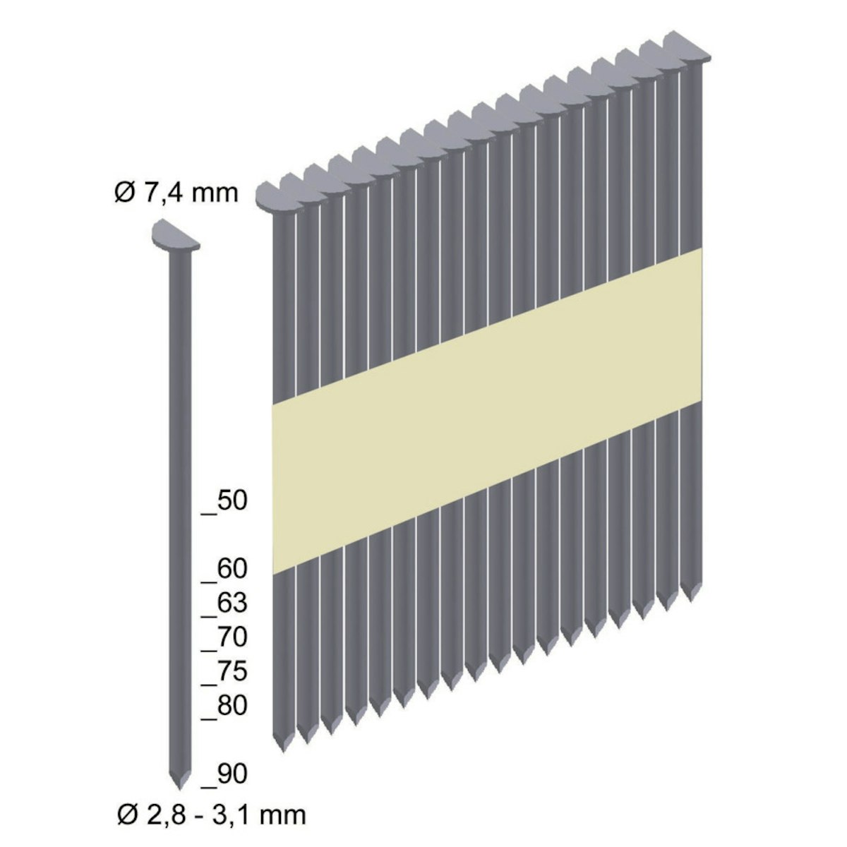 Milwaukee Halbkopf-Nägel 7,4x2,8x50 mm (4000) 4932478396 von Milwaukee