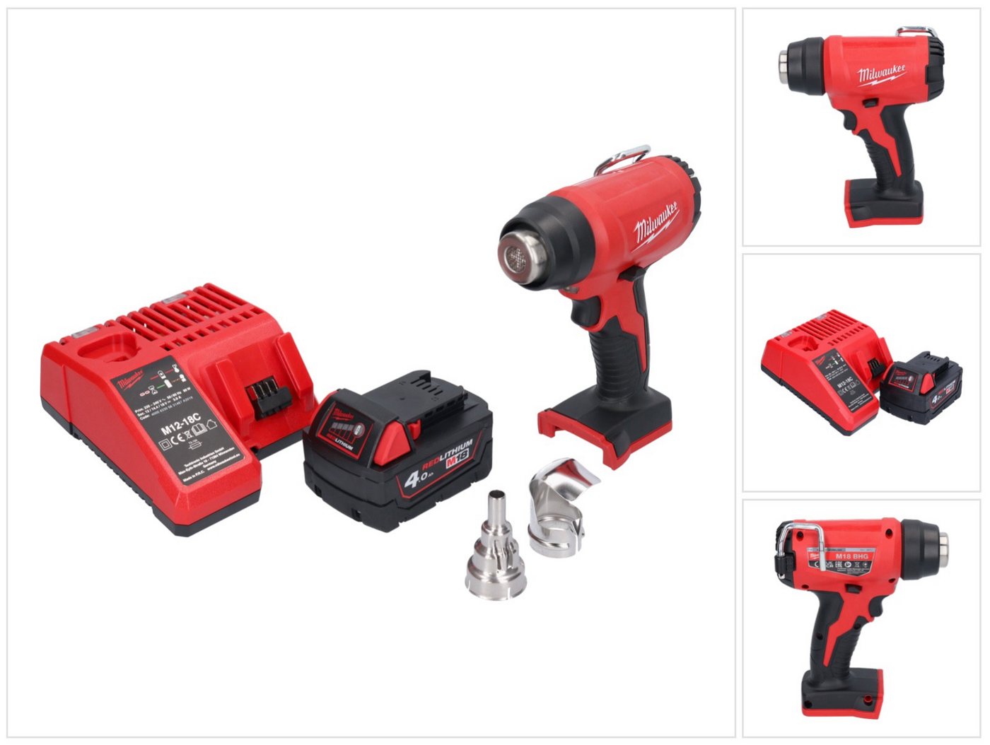 Milwaukee Heißluftgebläse M18 BHG-401 Akku Heißluftgebläse 18 V 470 °C + 1x Akku 4,0 Ah + Ladeg Milwaukee Heißluftgebläse M18 BHG-401 Akku Heißluftgebläse 18 V 470 °C + 1x Akku 4,0 Ah + Ladeg von Milwaukee