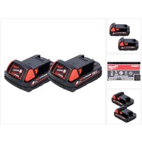 Milwaukee M18 B2 Akku Set 18 V 2x 2,0 Ah / 2000 mAh RED Li-Ion ( 2x 4932430062 ) von Milwaukee