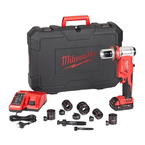 Sacabocados M18 FORCE LOGIC 60kN, perno de tracción 11,1, 19,0mm; troquelador y matrizes M16, M20, M25, M32, M40; 1xM12B2 y maletín von Milwaukee