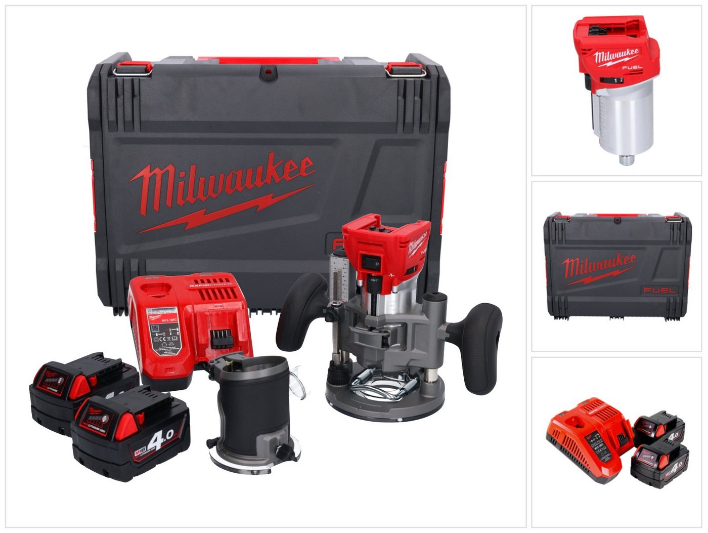 Milwaukee Oberfräse M18 FTR-402X Akku Fräse 18 V Brushless + 2x Akku 4,0 Ah + Ladegerät + Milwaukee Oberfräse M18 FTR-402X Akku Fräse 18 V Brushless + 2x Akku 4,0 Ah + Ladegerät + von Milwaukee