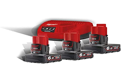 Milwaukee Packung mit 3 Batterien NRJ 6.0Ah M12 - Ladegerät 4933459208 von Milwaukee