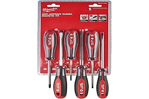 Milwaukee Serie mit 6 magnetischen Schraubendrehern Tip 4932471806, Black-red von Milwaukee