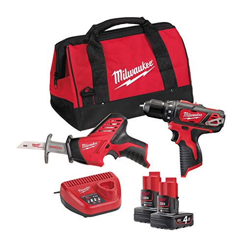 Milwaukee Set 12 V – Bohrschrauber M12BDD-0 + Säge C12HZ-0, 2 Akkus 4,0 Ah + Ladegerät C12 + Tragetasche – 4933441230 von Milwaukee