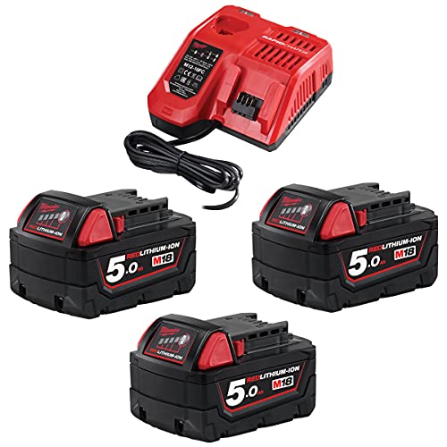 Milwaukee Starterset 18 Volt 4933451423 M18NRG-203 3X 18V/5,0Ah Li-Ion, 2 W, 18 V von Milwaukee