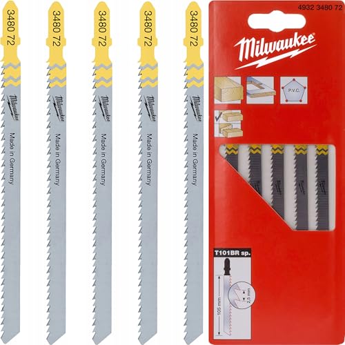 Milwaukee Stichsägeblatt Holz/Furnier 105 x 2,5 mm, umgekehrte Verzahnung, 5 Stück von Milwaukee