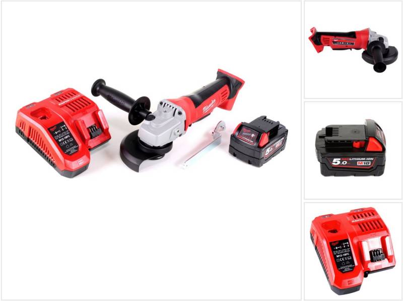 Milwaukee Winkelschleifer HD18 AG-125-501C Akku Winkelschleifer 18 V 125 mm (4933441502) + 1x von Milwaukee