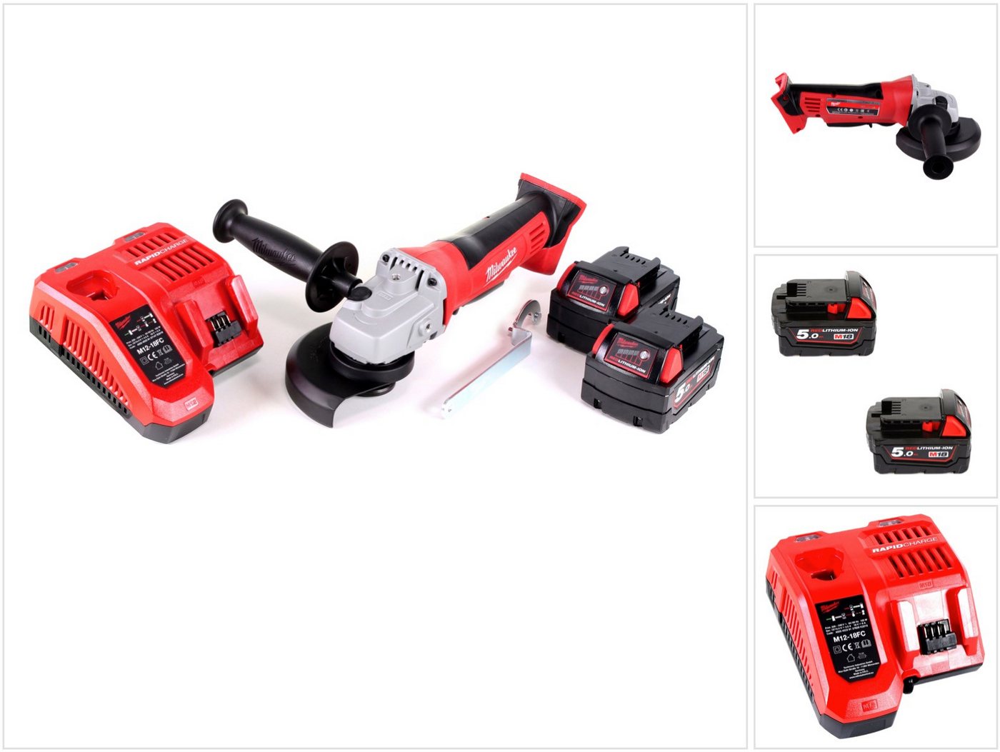 Milwaukee Winkelschleifer HD18 AG-125-502C Akku Winkelschleifer 18 V 125 mm (4933441502) + 2x von Milwaukee