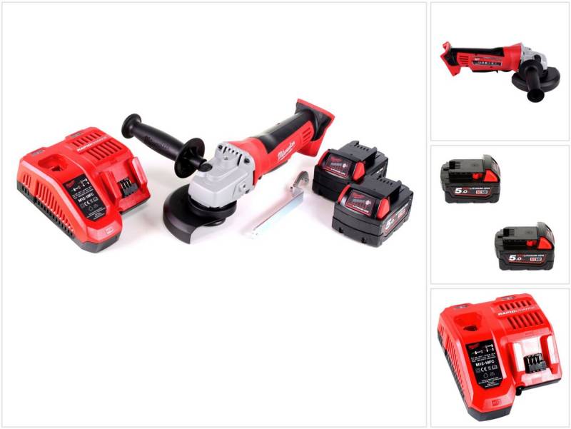 Milwaukee Winkelschleifer HD18 AG-125-502C Akku Winkelschleifer 18 V 125 mm (4933441502) + 2x von Milwaukee