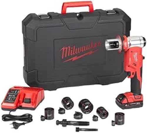 Sacabocados M18 FORCE LOGIC 60kN, perno de tracción 11,1, 19,0mm; troquelador y matrizes M16, M20, M25, M32, M40; 1xM12B2 y maletín von Milwaukee