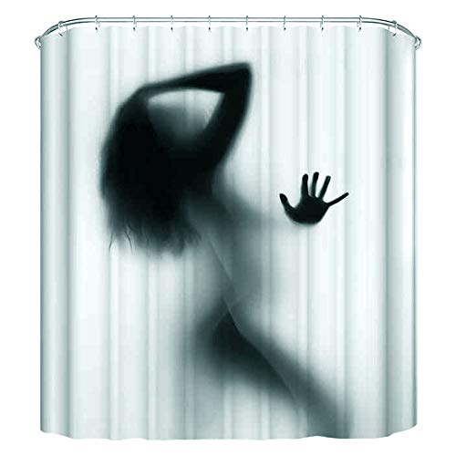 Milya Anti-Schimmel Duschvorhang Badvorhang, mit 12 Duschvorhangringen Antibakteriell Waschbar, Polyester, Sexy Frau Schatten 180x180cm von Milya