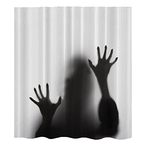 Milya Duschvorhang Antischimmel, Polyester Wasserdicht Duschvorhang, Horror Thriller Blutiger Schatten Drucken Gemustert mit Ringe, 180 x 180cm von Milya