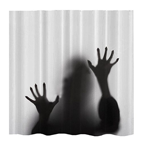 Milya Duschvorhang Antischimmel, Polyester Wasserdicht Duschvorhang, Horror Thriller Blutiger Schatten Drucken Gemustert mit Ringe, 180 x 200cm von Milya