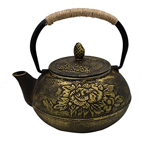 Milya Klassische Reine Handarbeit Teekanne von Eisen Eisen Asiatische Teekanne aus Gusseisen Traditionelle Eisen-Kanne in japanischem Stil 900mL Asia Japan Style Teesieb Tee Kanne von Milya