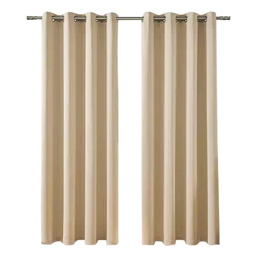 MilyaDE Gardinen Blickdicht mit Ösen 2er Set Verdunkelungsvorhang für Wohnzimmer Schlafzimmer Hochgenauigkeit Polyester 100x200cm(B x H), Beige von MilyaDE
