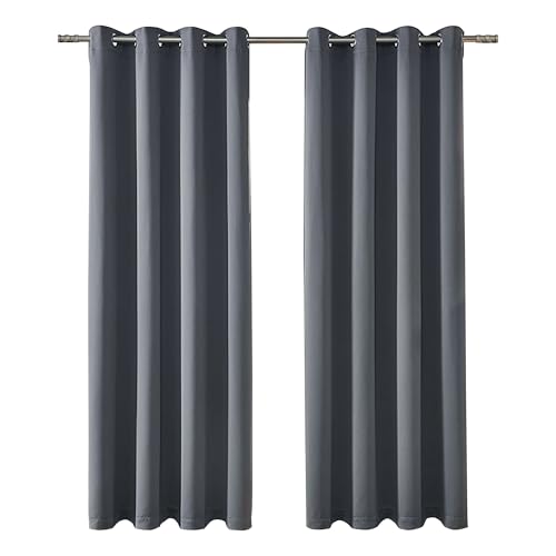 MilyaDE Gardinen Blickdicht mit Ösen 2er Set Verdunkelungsvorhang für Wohnzimmer Schlafzimmer Hochgenauigkeit Polyester 100x200cm(B x H), Dunkelgrau von MilyaDE