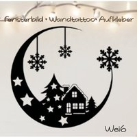 Fensterbild, Glasdekoration Weihnachten, Winter, Mond Mit Eiskristallen, Haus Fensterbild, Glasdekoration Weihnachten, Winter, Mond Mit Eiskristallen, Haus von MimakreativShop