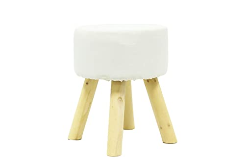 Mimbre Natural Runder Hocker, Beige, Bank/Hocker, flauschig, ideal als Beistellsitz oder als Fußstütze (30 × 30 × 40) von MIMBRE NATURAL