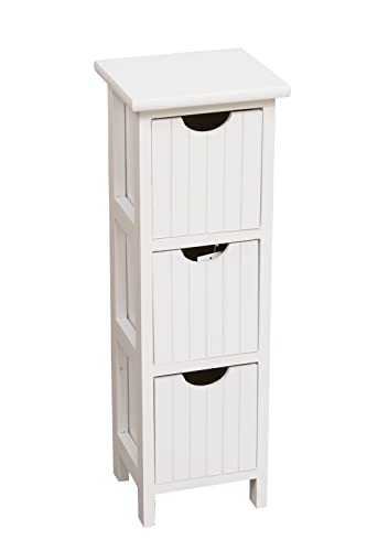Mimbre Natural Vertikale, weiß, 3 Schubladen Schubladenbox, Holz von MIMBRE NATURAL