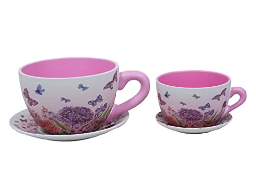 Mimbre Natural Zwei Tassen, Blumen und Schmetterlinge, S/2 (33 x 25,5 x 16) von MIMBRE NATURAL