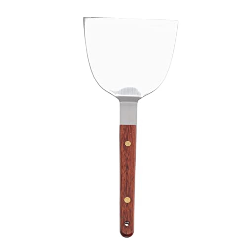 Mimdixy Edelstahl Spatel, Multifunktions-Schaber Spatel mit Holzgriff für Teppanyaki,Barbecue,Steak,Pizza (120MM) von Mimdixy