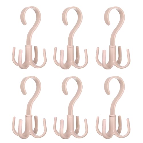 Schal Organizer, 6pcs Platzersparende Geldbeutel Organizer 360 Grad rotieren mit 4 Krallengürtelbügel für den Schrankhandtaschenhaken (Weiß) von Mimdixy