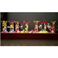 Personalisierter Name Auf Lampe Mit Epoxidharz Und Echten Getrockneten Blumen/ Handgemachte Namen Oder Buchstaben von MimiAustraliaGifts