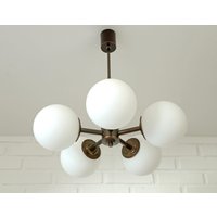 Vintage Sputnik Kronleuchter Kupfer Mid Century Pendelleuchte, Jugoslawien 1970Er Jahre von MimisShelf