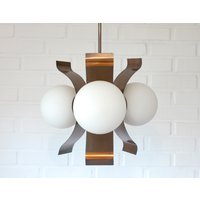 Vintage Pendelleuchte Made in Jugoslawien 1970Er Jahre/Hängelampe Brutalist Sputnik Kronleuchter Space Age Stil Kupfer Deckenleuchte von MimisShelf