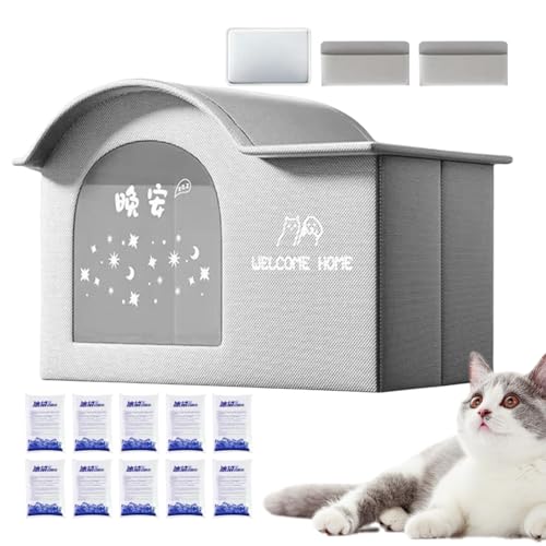 Cat House, Pet Tent, Insulated Cooling Design Ensures Swift Ventilation, Portable Foldable Structure Offer Sturdy Support, Pet Shelter for Indoor and Outdoor Comfort von Mimoqk
