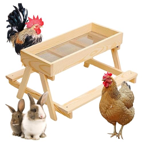 Geflügelmater – Futterspender aus Holz für Hühner, Enten, Truthähne mit Eichhörnchen-freundlichem Zugang zum Eichhörnchen, robuster Outdoor-Farmstand für Hinterhals-Vieh von Mimoqk