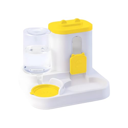 Katzenfutter- und Wasserspender – 2-in-1-Haustier-Futterstation für einfache Flüssigkeitszufuhr, große Kapazität mit Ausgieß-Design, automatische Versorgung von Mimoqk