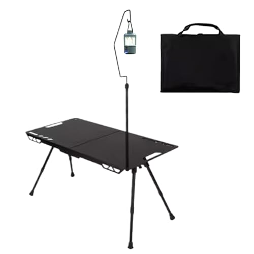 Mimoqk Camping Table, Folding Picnic Desk, Built In Light Holder, Convenient Setup, Portable Height Adjustable Table for RV Tailgating Garden Barbecue Beach Patio Use, 31.5x15.75 Inches von Mimoqk