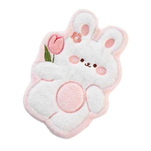 Mimoqk Cartoon Animal Hand Towel, Soft Plush Hanging Hand Towels, Quick-Dry Absorbent Fabric, Cute Cartoon Bear and Rabbit Design for Bathroom, Nursery Wipe Cloth von Mimoqk