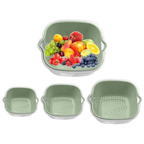 Mimoqk Colander Set, Veggie Wash Spinner, Salatspinner-Set, Obstreiniger, Lebensmittelschäler, Pasta Rice Strainer, 2-Tier Colander Set Kitchen Colander Tool für Home Kitchen von Mimoqk