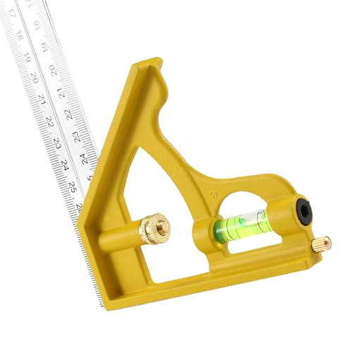 Mimoqk Combination Square Tool, Straight Edge Machinist Ruler, Multifunctional Woodworking & Carpentry Measuring Tool, for Home Improvement, Door, Window Installation, Construction, von Mimoqk