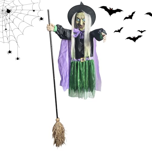 Mimoqk Fliegende Hexe Halloween-Dekoration - Halloween Schwebende Hexe auf Besen mit gruseligen Geräuschen,Gruselige Deko Für Feiertage Garten Vorgarten Haus Eingang Terrasse Innenbereich Spukhaus Mimoqk Fliegende Hexe Halloween-Dekoration - Halloween Schwebende Hexe auf Besen mit gruseligen Geräuschen,Gruselige Deko Für Feiertage Garten Vorgarten Haus Eingang Terrasse Innenbereich Spukhaus von Mimoqk